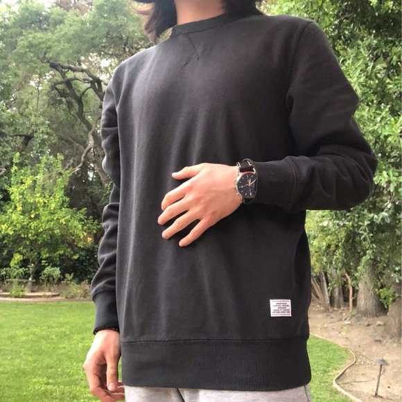 New With Tags Overdyed Black Crewneck Sweatshirt - Picture 1 of 4
